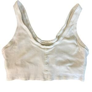 Aerie Cropped Tank Top Womens XL Sports Bra Top Button detail